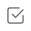 © Matsabe - Checkmark in box, linear icon. Task complete, confirmation, or selected option. Line with editable stroke.