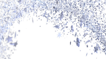 Poster - Abstract image of silver stars falling on a white background. Perfect for celebratory designs.