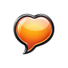 Aufkleber - Orange Heart Shaped Speech Bubble Romantic Message Icon Modern Shiny on transparent background