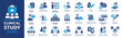 © Icons-Studio - Clinical Study icon set. Clinical trial, laboratory, researcher, consent form, medication, experimental, clinical data and more. Solid vector icons collection.