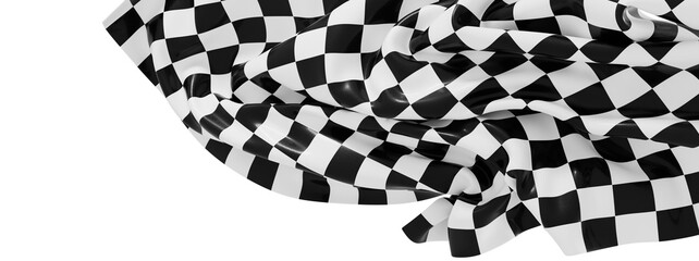Aufkleber - High-resolution image of a black and white checkered flag fabric, perfect for backgrounds or racing themes.