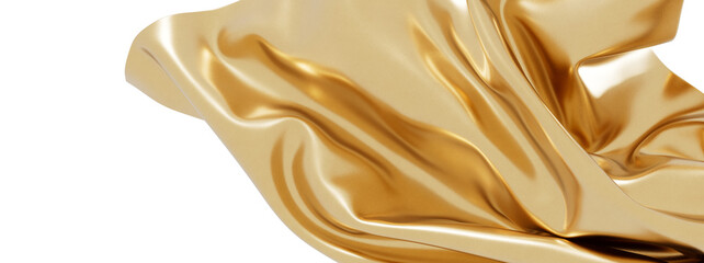 Aufkleber - Elegant golden silk fabric with soft, flowing drapes. Perfect for luxury product backgrounds.