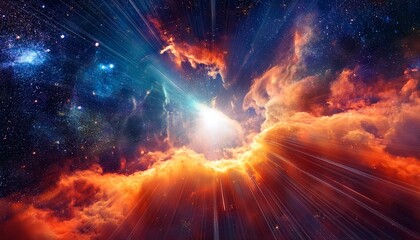 Wall Mural - breathtaking nebula with fiery gas clouds in deep space stunning cosmic scene