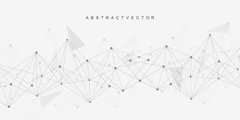 Fototapete - Global network connection website header or banner design. Abstract background with connecting dots and lines. Global business. Social network communication. Internet technology. Vector illustration