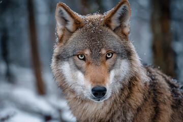Naklejka na meble A photograph of an adult wolf in the forest