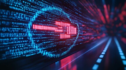Poster - Futuristic Cyber Space Digital Data Flow and Network Speed in Abstract Technology Visuals