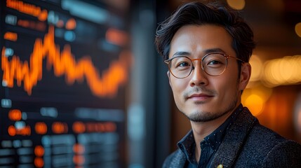 Poster - Innovative Chinese entrepreneur presenting a cryptocurrency project on a digital conference screen