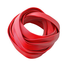 Poster - Abstract Loop Ribbon Knot Swirl Red 3D Render Background Texture on transparent background