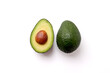 © chloe1128 - Avocado cut in half and a whole avocado on a white background