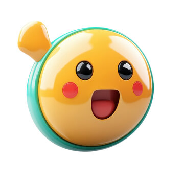 Happy Yellow Emoji Cheeks Smile Open Mouth Joyful Icon Cute Funny 3D on transparent background