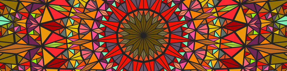 Poster - Dynamic polygonal round tiled pattern background - hypnotic multicolored abstract circular vector design