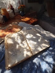 Poster - Sunlit Journal Page With a Poem Surrounded by Warm Rays and Cozy Decor