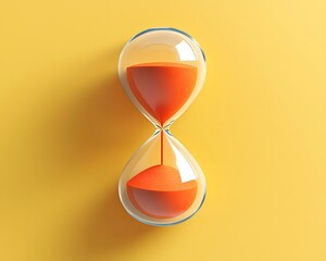 Poster - A modern red hourglass icon with a long shadow effect