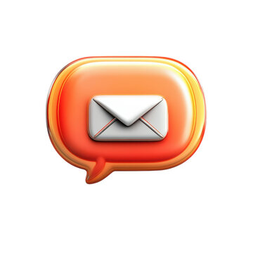 Orange Speech Bubble New Email Letter Graphic Transparent Message Icon on transparent background