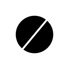 Poster - A black circle with a white diagonal line across it on a white background in a simple illustration