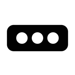 Poster - A black rectangle with rounded corners containing three white circles aligned horizontally inside it