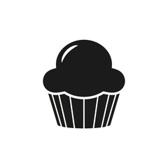 Poster - Isolated black silhouette of a cupcake with frosting on a white background in simple vector style