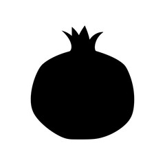 Poster - Silhouette of a pomegranate fruit with a crown on top isolated on a white background simple design