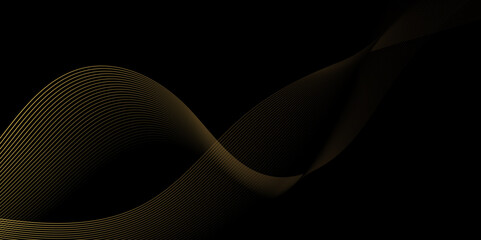 Poster - Abstract golden wavy lines Digital frequency track equalizer background. Curved wave smooth stripe seamless pattern. Wave lines created using blend tool. graphic design template banner business wave.	