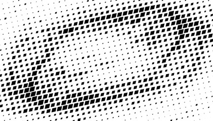 Poster - Black and white abstract halftone pattern with geometric shapes made circular effect like galaxy. Modern technology background. Vector Format Illustration 