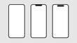 © kolonko - Phone mockup isolate 3d vector screen device template. Cellphone app mock up realistic telephone background design banner