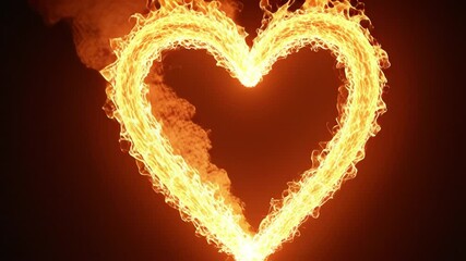 Aufkleber - Glowing heart made of light and flame floating in darkness, symbolizing love and passion