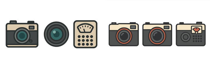 Poster - Various camera icons depicting different designs and features arranged in a line