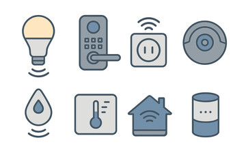 Poster - Smart home gadgets including light bulb, thermostat, and security features enhancing modern living