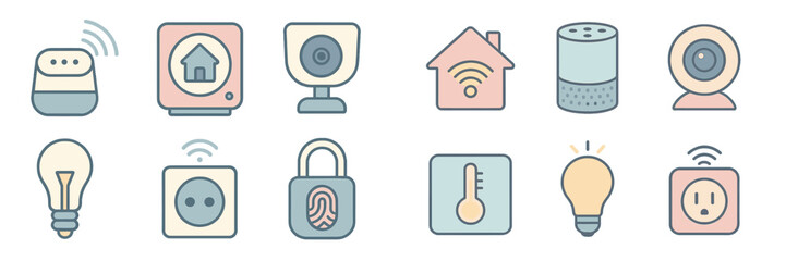 Poster - Smart home devices and icons showcasing modern technology for home automation and security solutions
