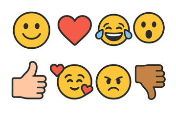 Poster - Diverse emoji expressions conveying various emotions in a colorful design on a white background