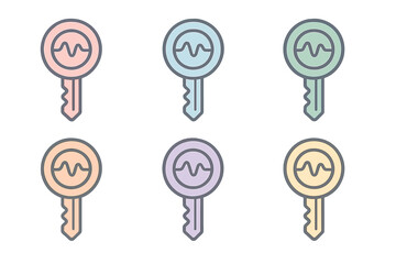 Poster - Colorful decorative keys design in pastel tones for creative projects and illustrations