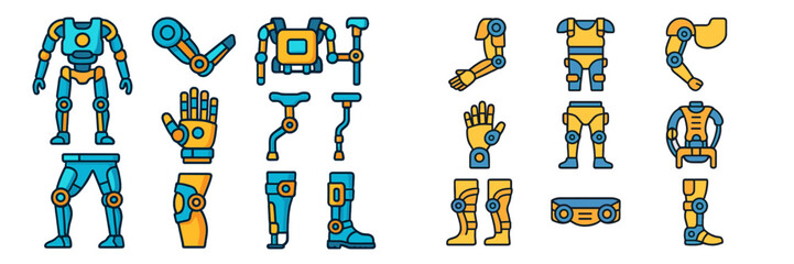 Poster - Various robotic components and limbs displayed in a colorful design, showcasing parts for robotic assembly