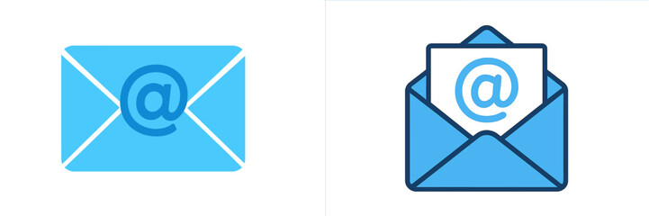 Fototapete - Email icons in blue tones representing digital communication and messaging technology