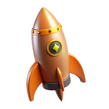 A detailed 3d rendered illustration of a cartoon rocket ship isolated on transparent background