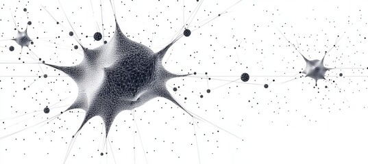 Poster - Abstract Neuron Illustration with Intricate Connections in a Low Poly Style for Scientific Design