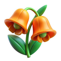 Poster - 3d rendered stylized orange bell flowers isolated on transparent background