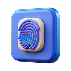 Aufkleber - Modern 3d rendered fingerprint icon with blue and beige tones isolated on transparent background