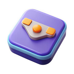 Aufkleber - Modern 3d rendered abstract object with purple and blue layers and orange buttons isolated on transparent background