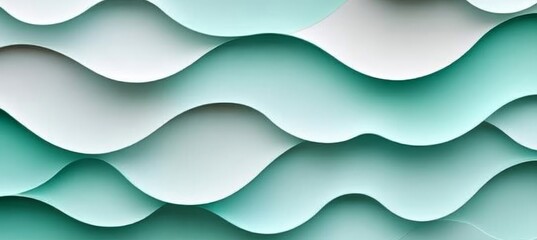 Poster - Serene Abstract Wave Background in Gentle Mint and Gray Colors for Relaxing Presentations