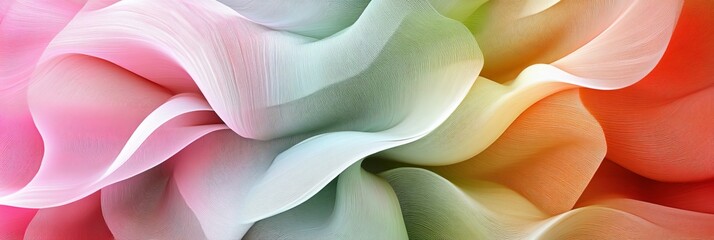 Poster - Abstract Digital Canvas Featuring Flowing Coral, Ivory, and Pale Green Colors for Modern Aesthetics