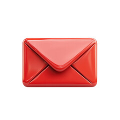 Aufkleber - Red Email Icon Glossy Letter Graphic Message Symbol on Black Communication on transparent background