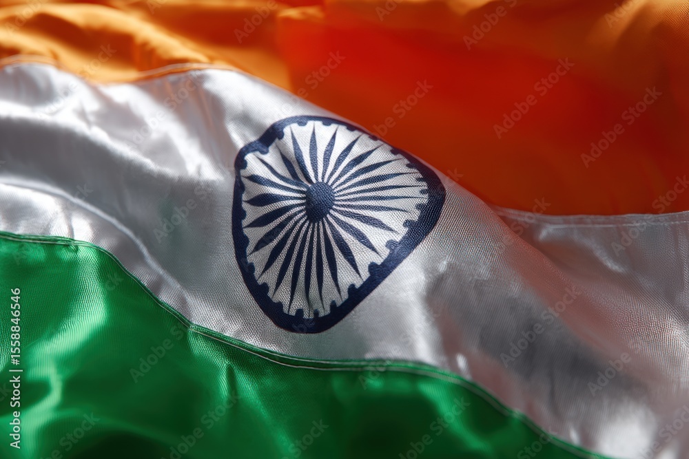 Indian flag displayed with vibrant colors of saffron, white, and green ...