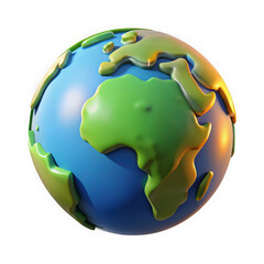 Poster - Stylized 3d globe with raised continents and oceans isolated on transparent background