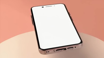 A modern smartphone with a blank white screen, angled against a two-toned pastel background