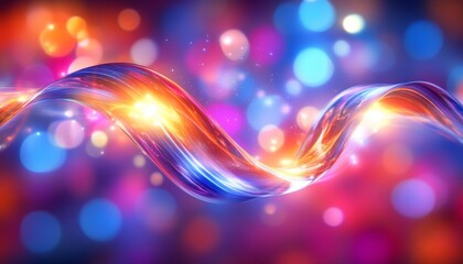 Poster - Abstract Energy Waveforms Flowing with Vibrant Light, Gently Undulating Surfaces in Dynamic Motion