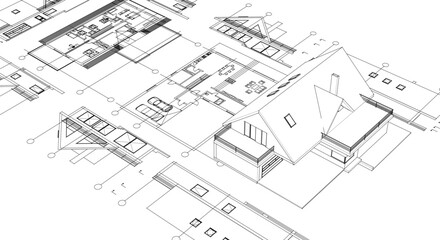 Aufkleber - house architecture plan 3d illustration	
