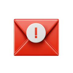 Aufkleber - Alert Email Illustration Red Envelope with Exclamation Mark Warning on transparent background