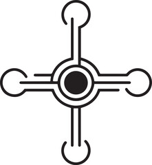 Fototapete - Futuristic Network Technology Logo Vector Design, Geometric Network Interface Logo – Black and White Vector, Clean Line Tech Connection Graphic for Digital and Web Systems, Modern Digital Hub Icon