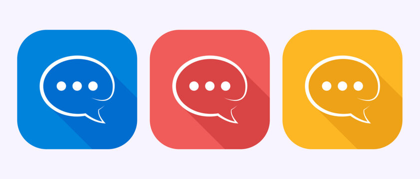 Chat icon design illustration, Message sign symbol in shadow button design