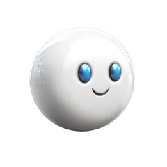 Poster - Cute White 3D Ball with Blue Eyes and Smile Face Vector Illustration on transparent background